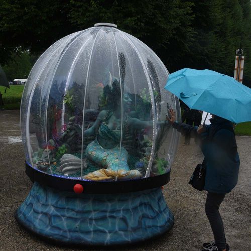 Sea Sphere waterproof entertainment! A dry mermaid act in the rain