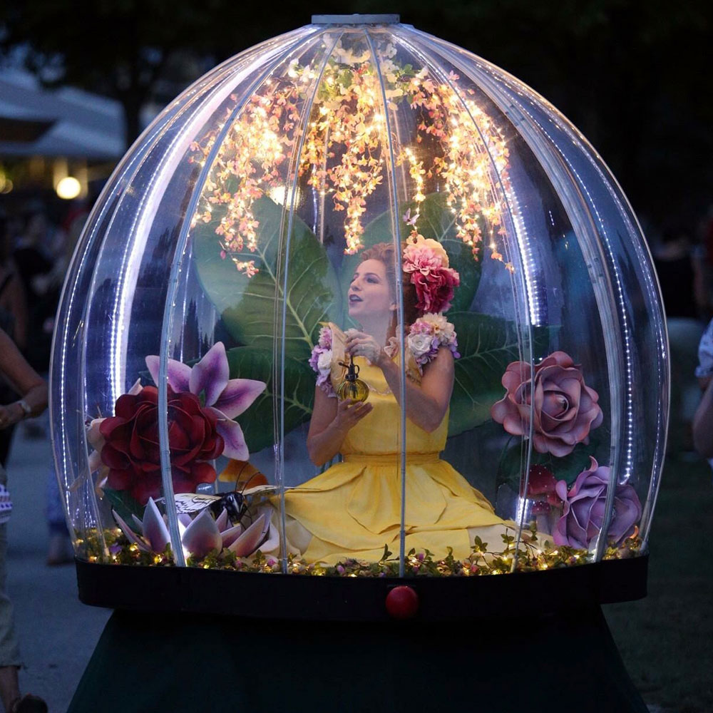 Enchanted Flower Globe performance at night