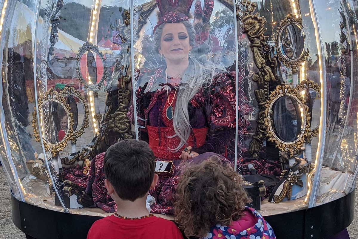 Mystic Mirror Globe act at Glastonbury Festival in 2022